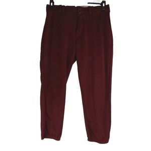 Alleson Athletic Softball Pants Womens Large Burgundy Red Elastic Waist Zip Snap